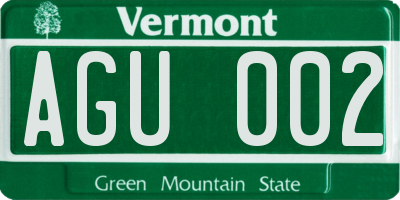 VT license plate AGU002