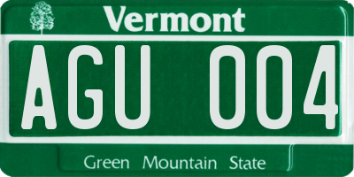 VT license plate AGU004