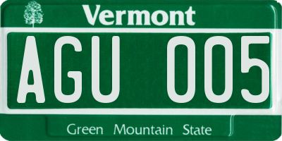 VT license plate AGU005
