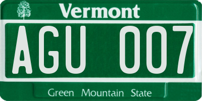 VT license plate AGU007