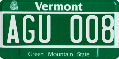 VT license plate AGU008