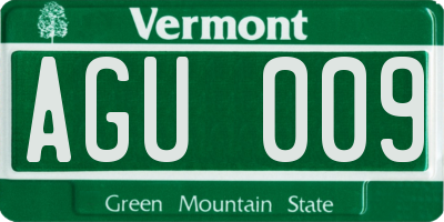 VT license plate AGU009