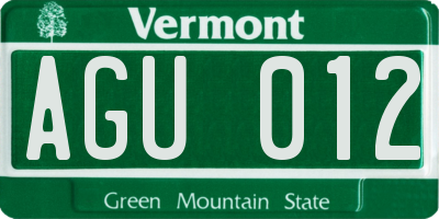 VT license plate AGU012