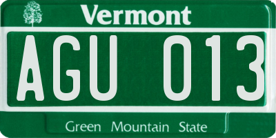 VT license plate AGU013