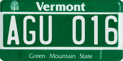 VT license plate AGU016