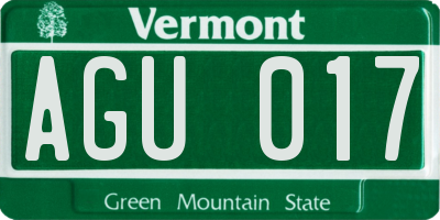 VT license plate AGU017