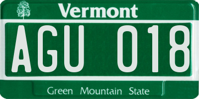 VT license plate AGU018