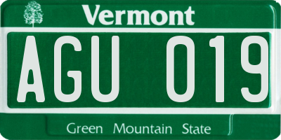 VT license plate AGU019