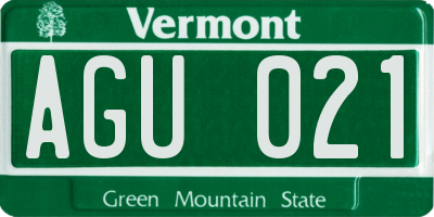 VT license plate AGU021
