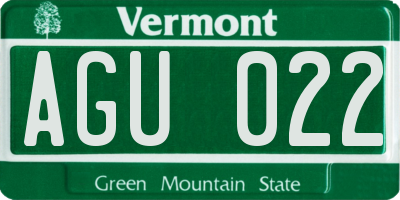 VT license plate AGU022