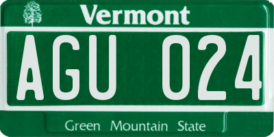 VT license plate AGU024