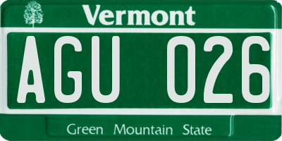 VT license plate AGU026