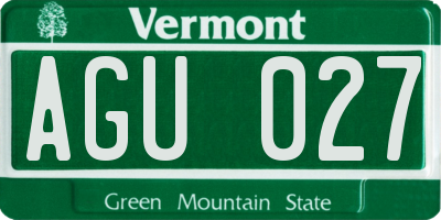 VT license plate AGU027