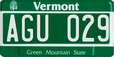 VT license plate AGU029