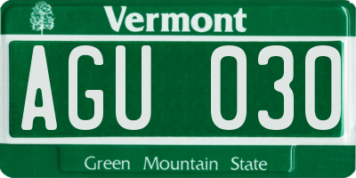 VT license plate AGU030