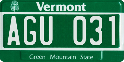 VT license plate AGU031