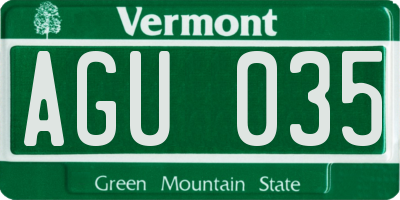 VT license plate AGU035