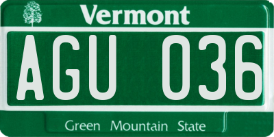 VT license plate AGU036