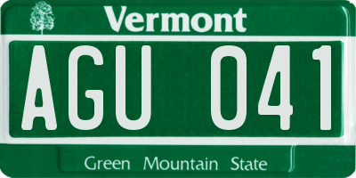 VT license plate AGU041