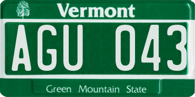 VT license plate AGU043