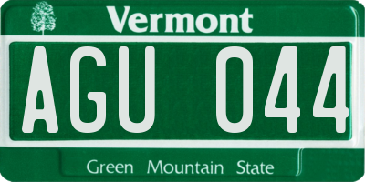 VT license plate AGU044