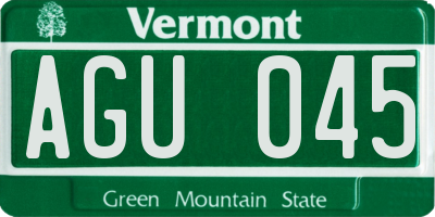 VT license plate AGU045