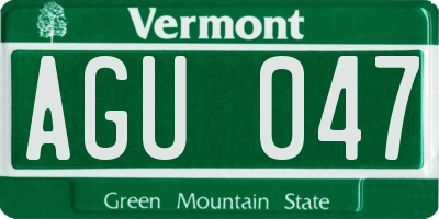 VT license plate AGU047