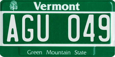 VT license plate AGU049