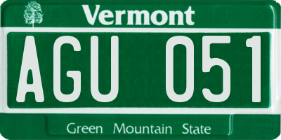 VT license plate AGU051