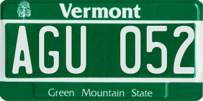 VT license plate AGU052