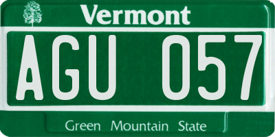 VT license plate AGU057