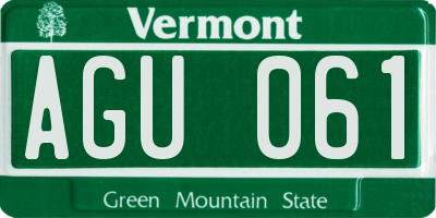 VT license plate AGU061