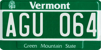 VT license plate AGU064