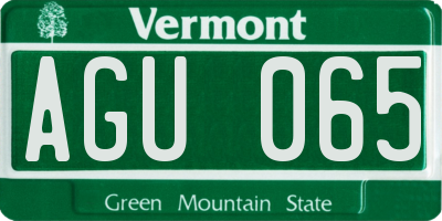 VT license plate AGU065