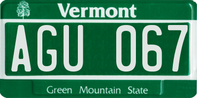 VT license plate AGU067