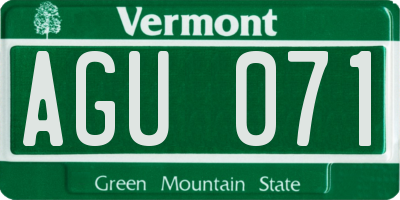 VT license plate AGU071