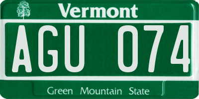VT license plate AGU074