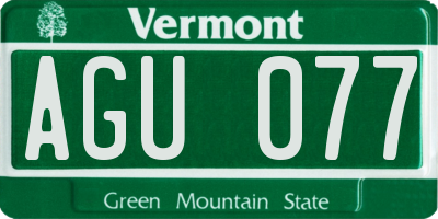 VT license plate AGU077