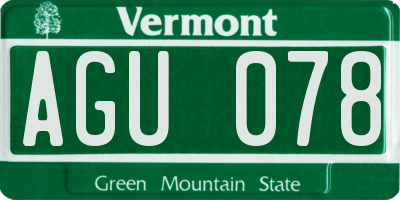 VT license plate AGU078