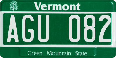 VT license plate AGU082
