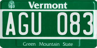 VT license plate AGU083