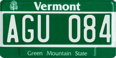 VT license plate AGU084