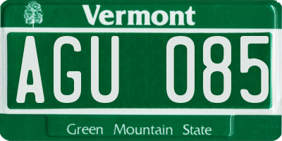 VT license plate AGU085