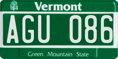 VT license plate AGU086