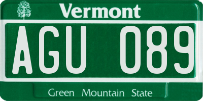 VT license plate AGU089