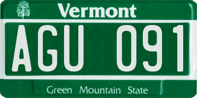 VT license plate AGU091