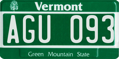 VT license plate AGU093