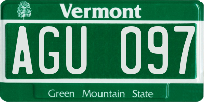 VT license plate AGU097