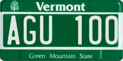 VT license plate AGU100
