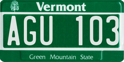 VT license plate AGU103